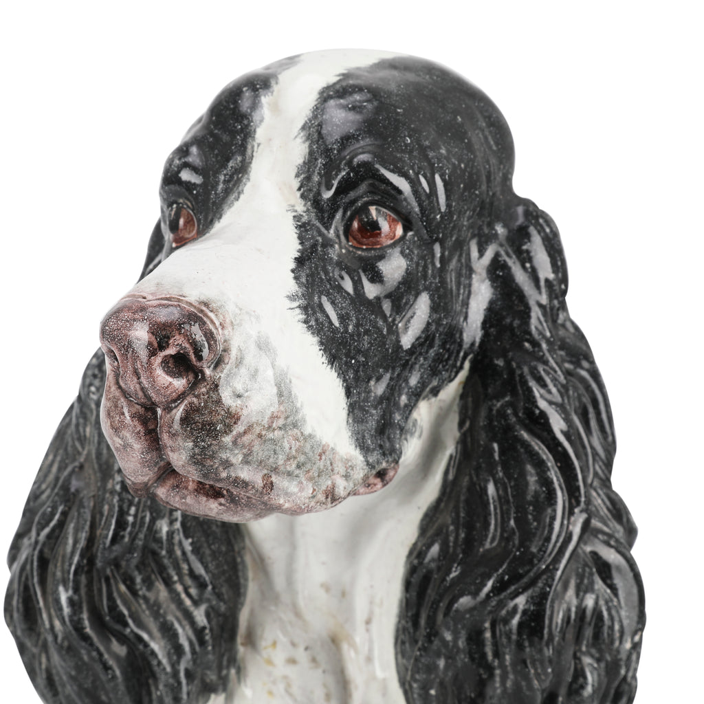 Black and White Spaniel Ceramic Dog Statue