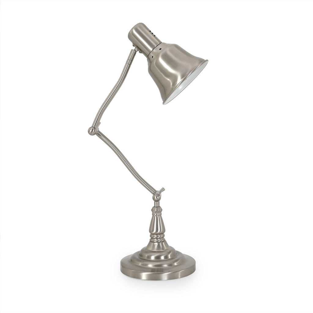 Adjustable Silver Desk Lamp with Bell Shade