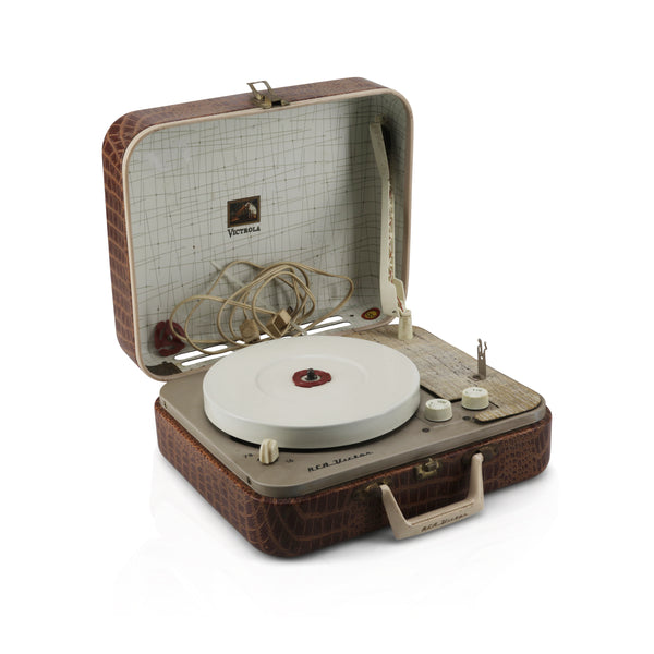 イメージラフスケッチ『Recorders』 Portable RCA Victor Turntable in Brown Croc Case - Gil & Roy Props