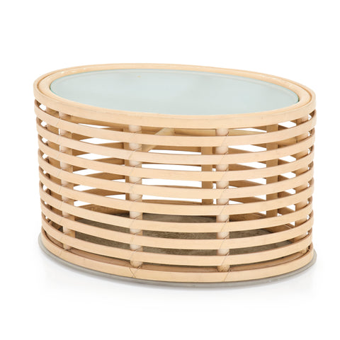 Small Outdoor Slatted Wood Side Table