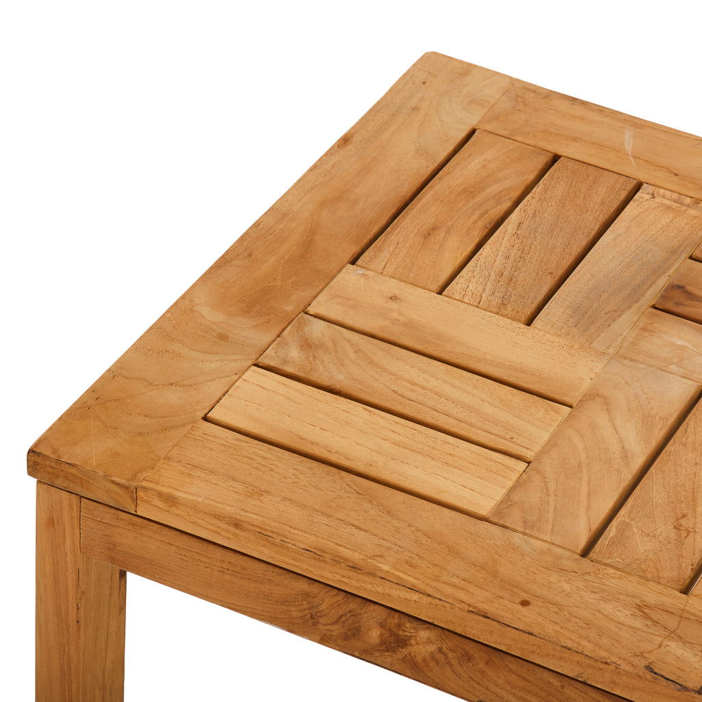 Natural Light Wood Slatted Side Table