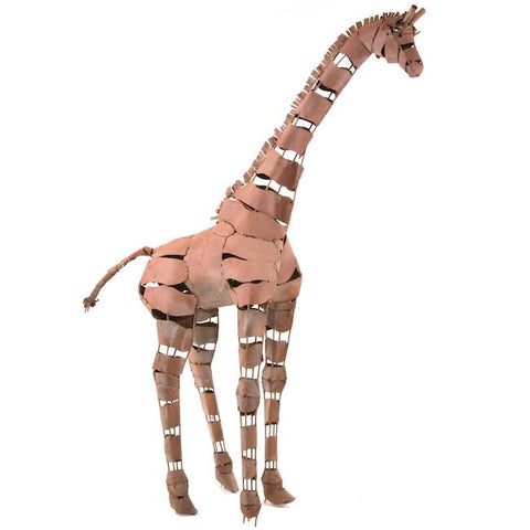 Tall Rusted Metal Giraffe Floor Sculpture