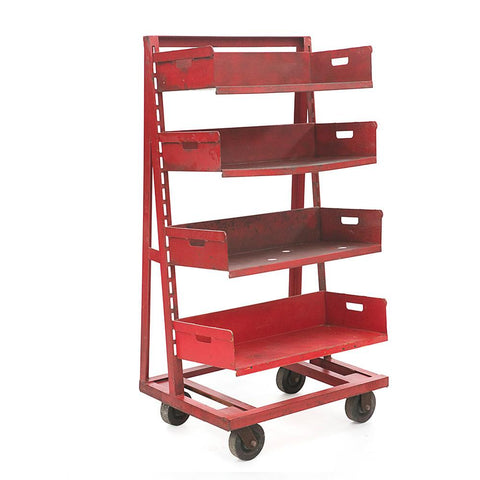 Red Industrial Rolling Tool Cart