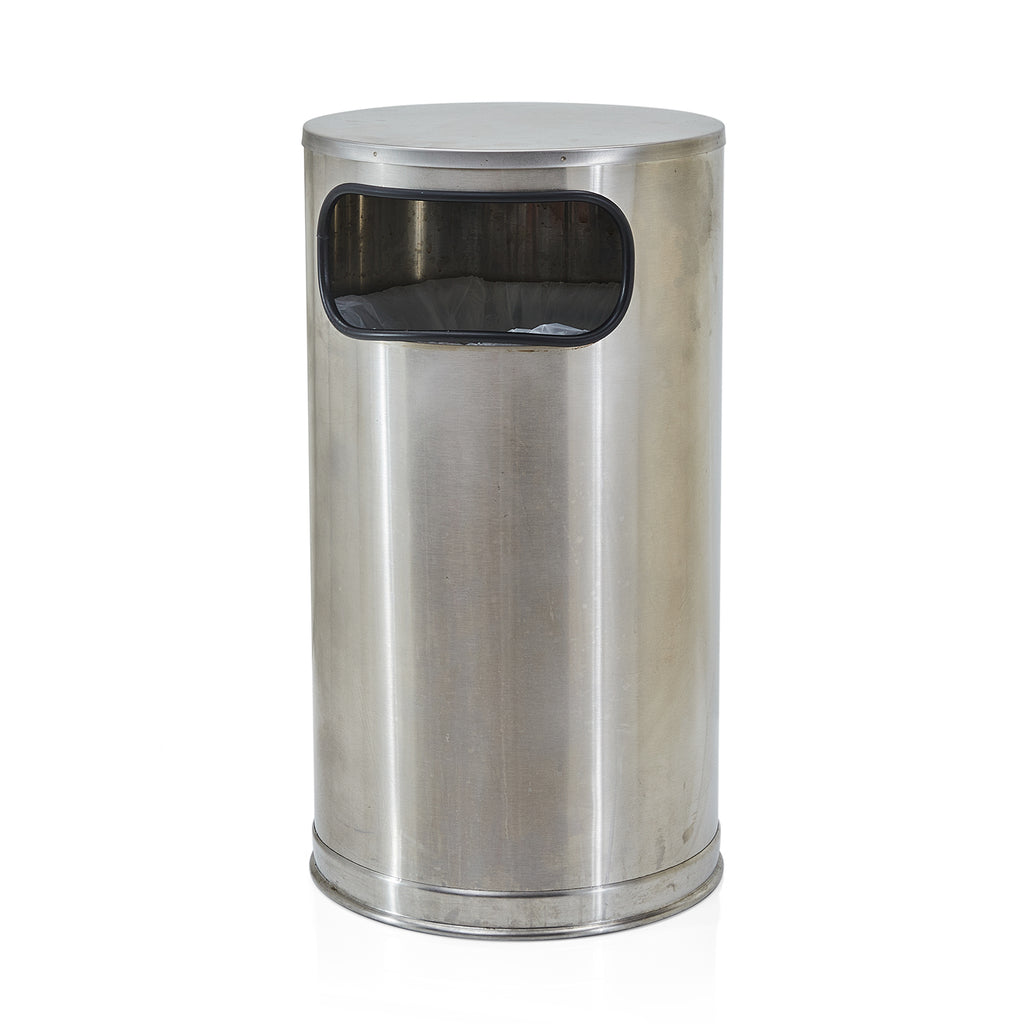 Silver Cylinder Trash Can