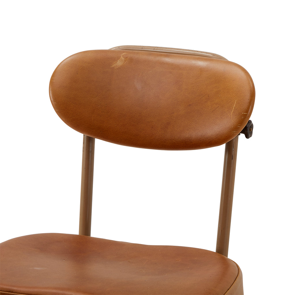 Brown Vinyl & Metal Vintage Office Chair