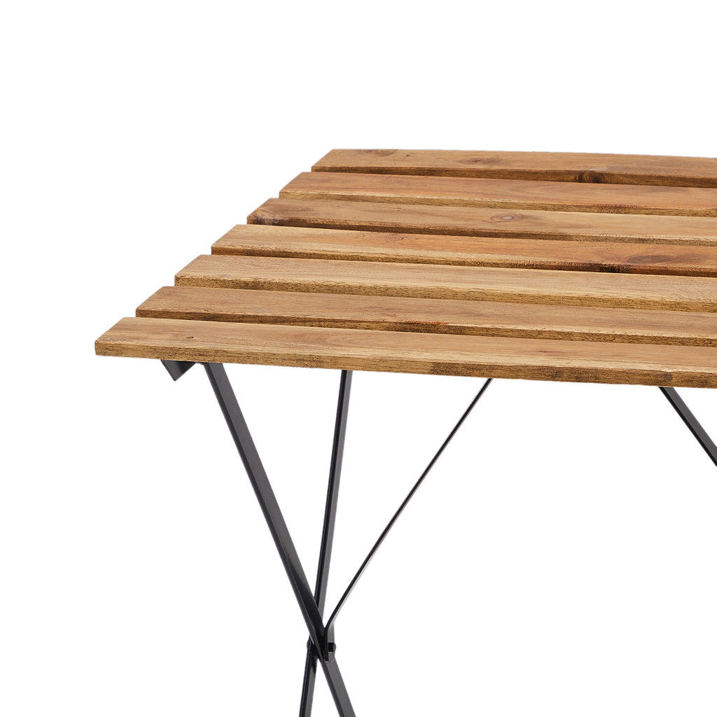 Wood and Black Metal Patio Table