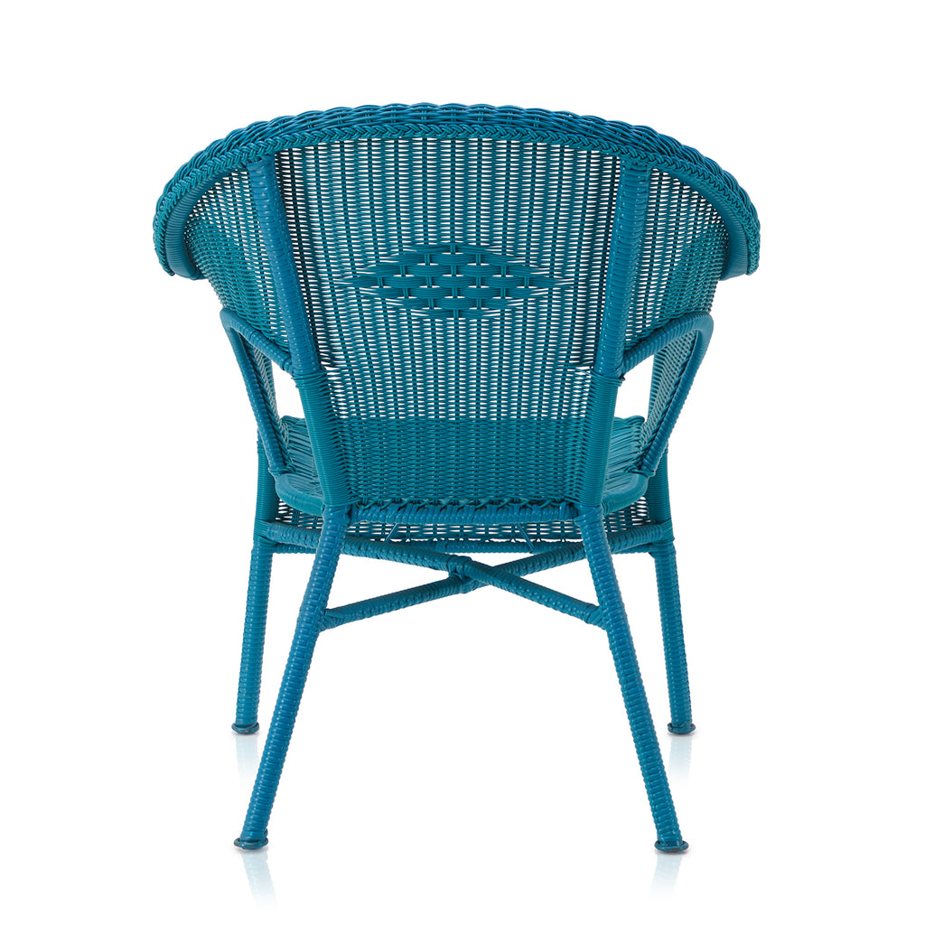 Blue Wicker Patio Arm Chair