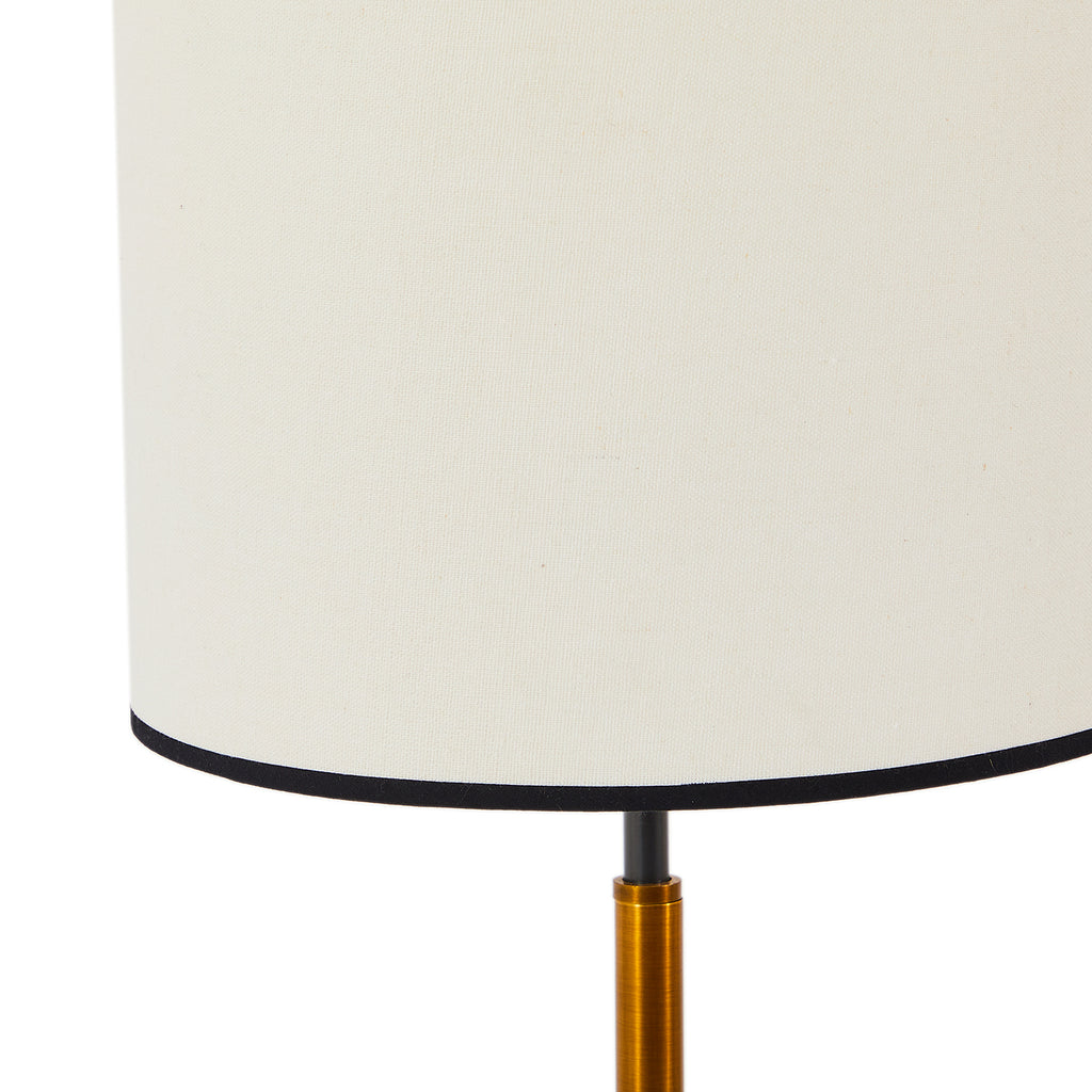 Black & Brass Table Lamp With White Shade