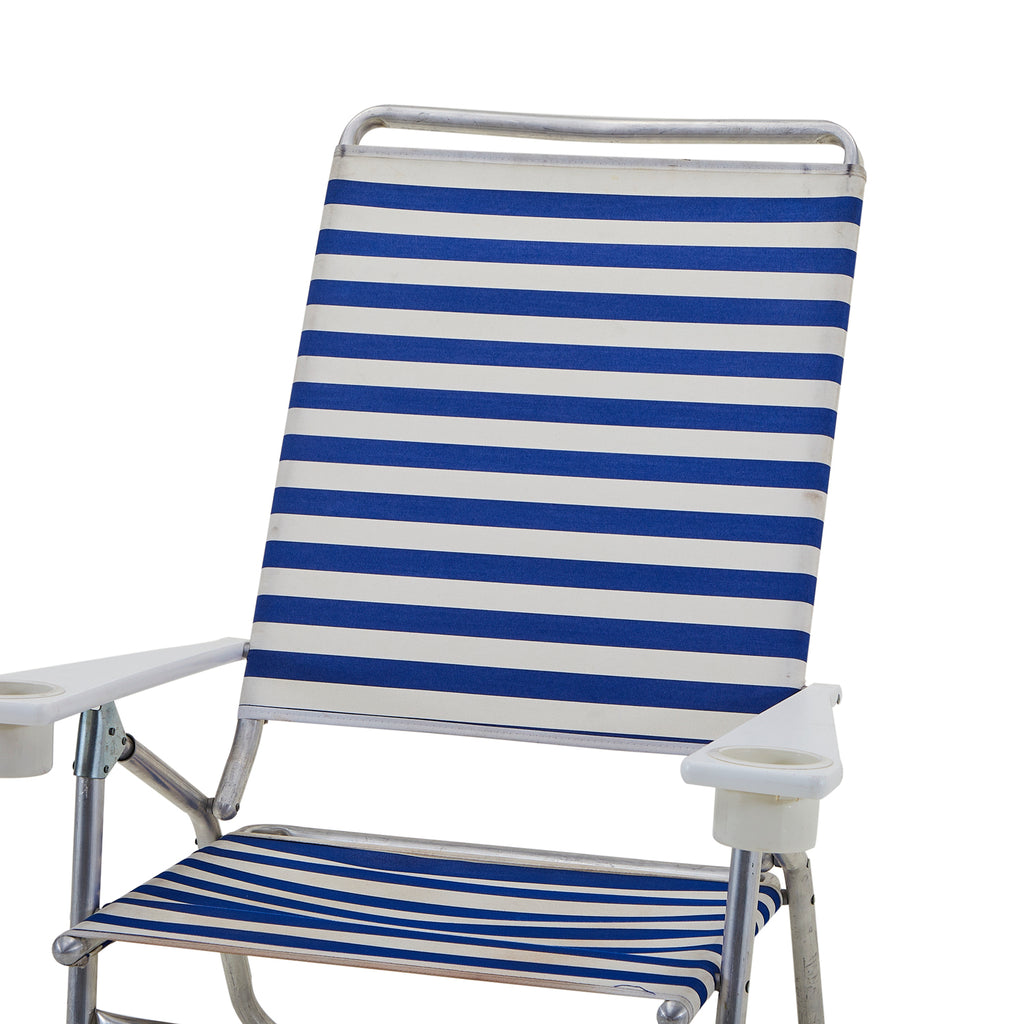 Blue & White Striped Folding Beach Chair