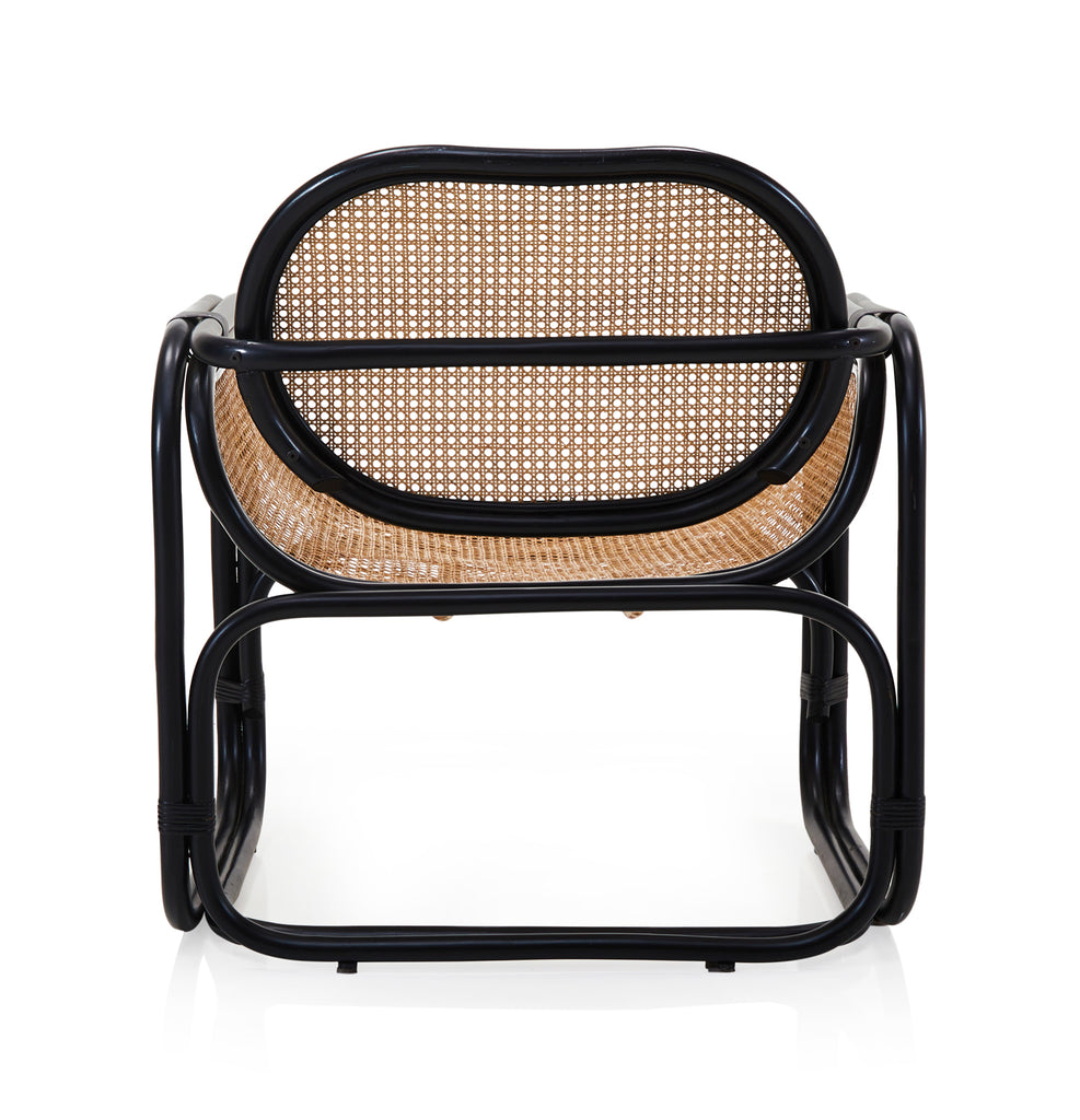 Black Rattan & Wicker Arm Chair