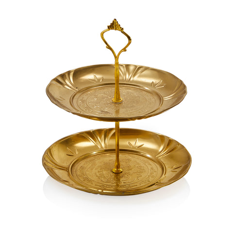 Gold Two-Tier Serving Tray