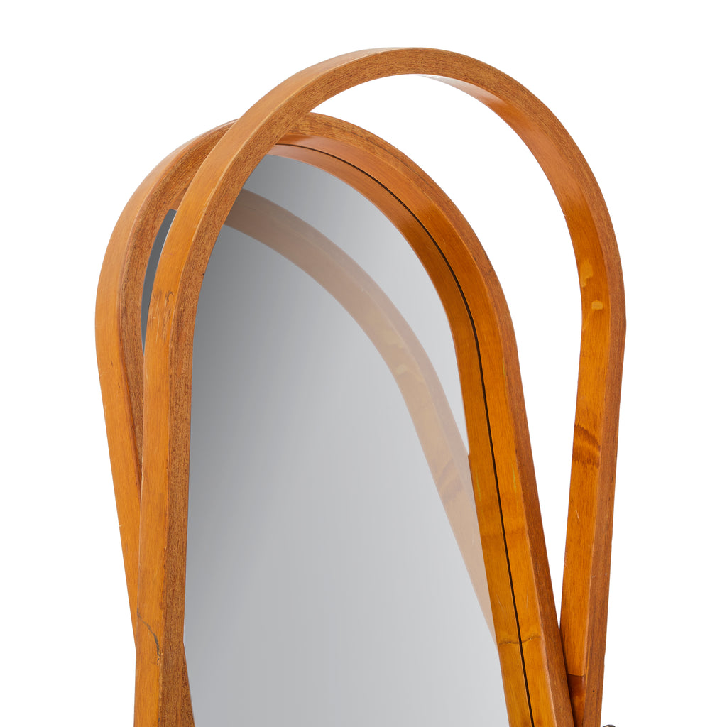 Wood Frame Standing Curved Floor Mirror