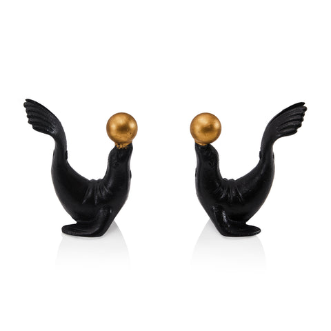Black & Gold Seal Bookends (A+D)
