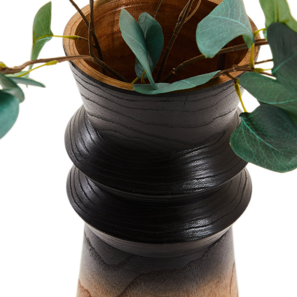 Black and Brown Wooden Vase with Eucalyptus (A+D)