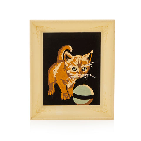 00.29 (A+D) Framed Kitten Painting with Ball