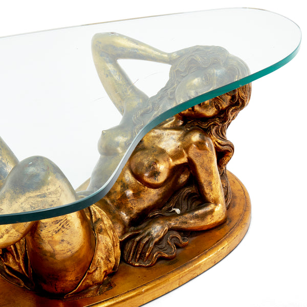 Gold & Glass Reclining Woman Coffee Table - Gil & Roy Props