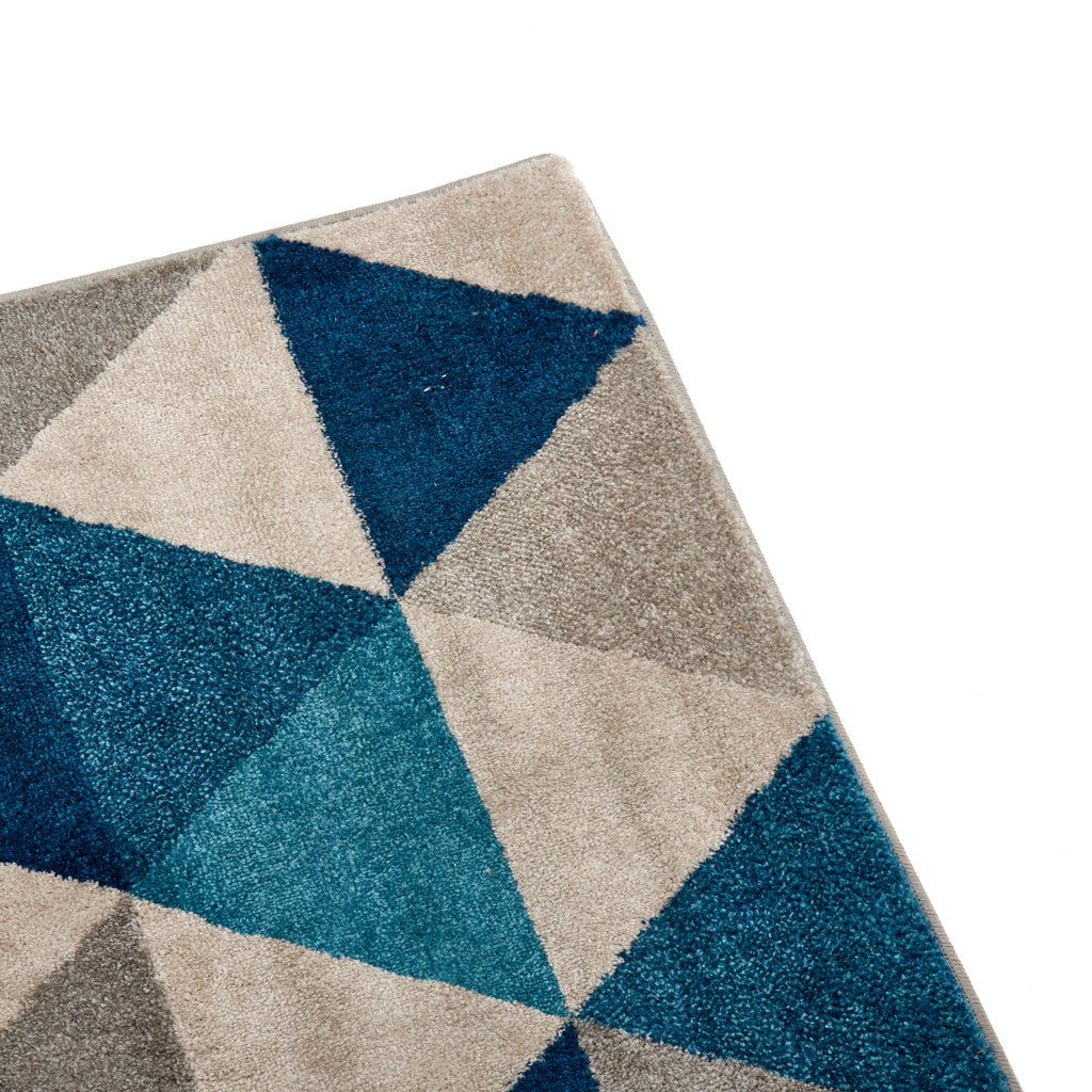 Blue & Grey Triangle Pattern Rug