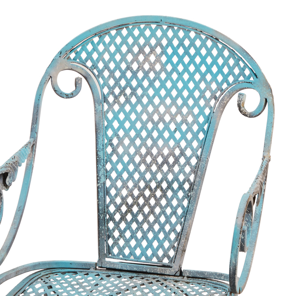 Blue Metal Rustic Outdoor Armchair