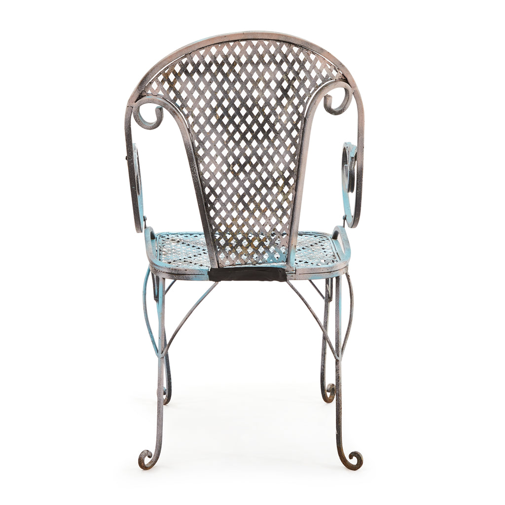 Blue Metal Rustic Outdoor Armchair