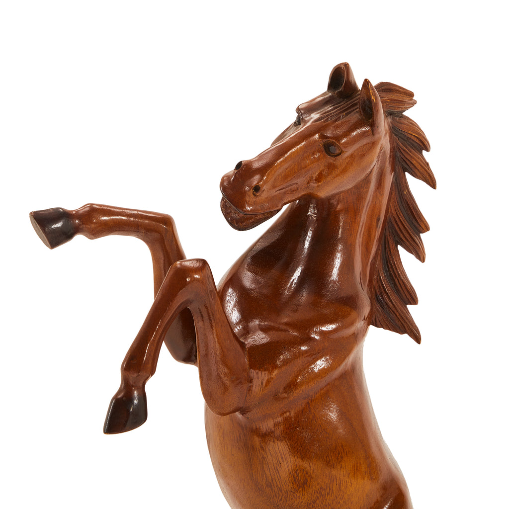 Brown Rearing Horse Sculpture