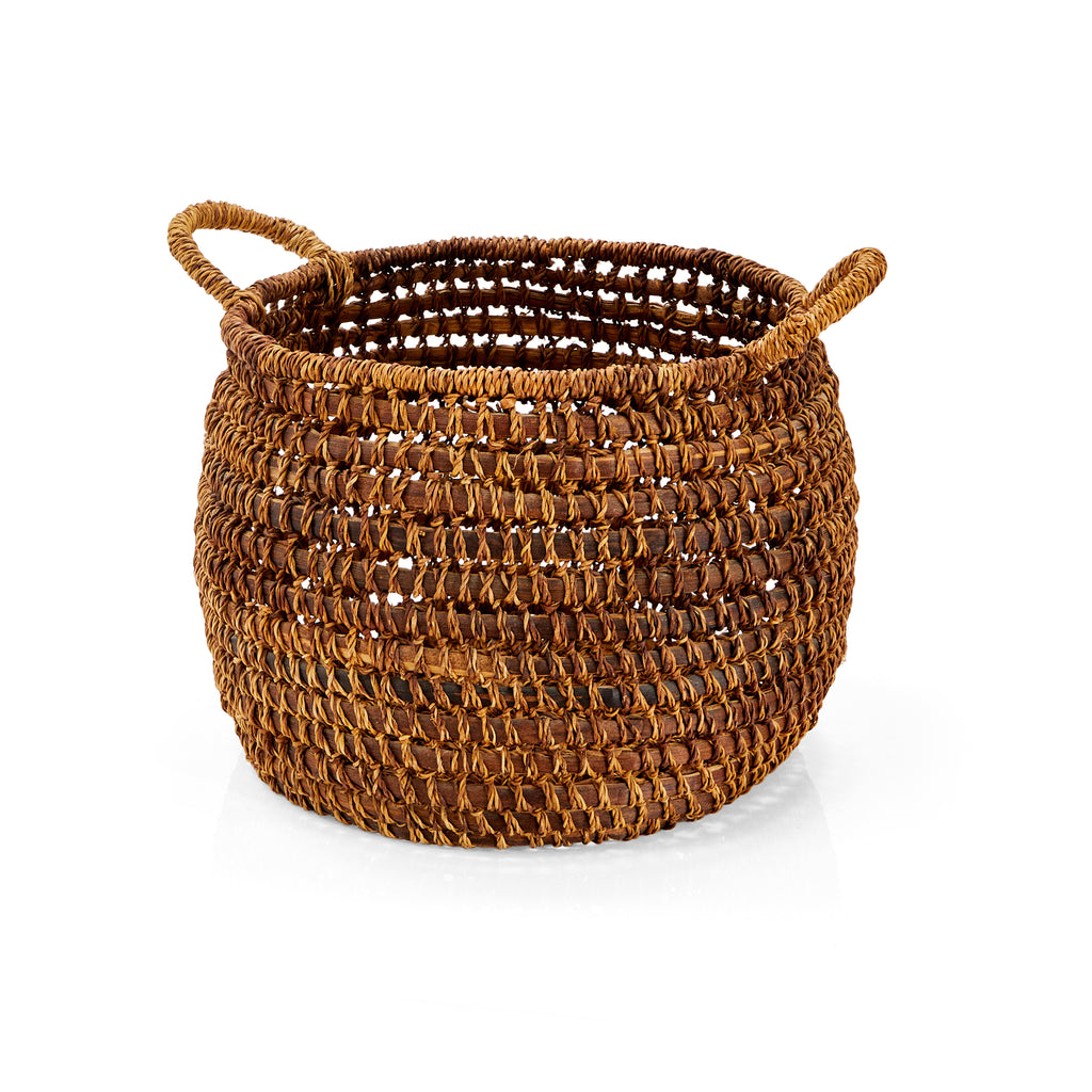 Brown Woven Basket with Handles