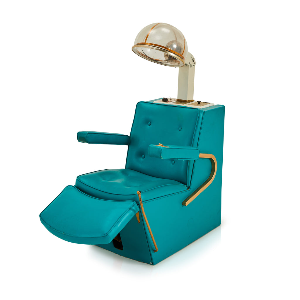 Blue Leather Salon Vintage Hair Dryer Chair
