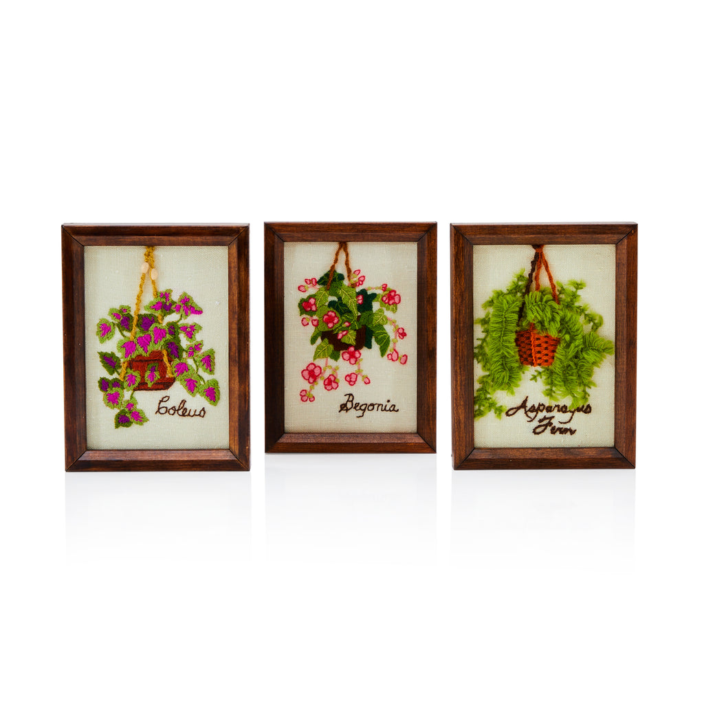 0.118 (A+D) Green & Pink Coleus Plant Embroidery Art
