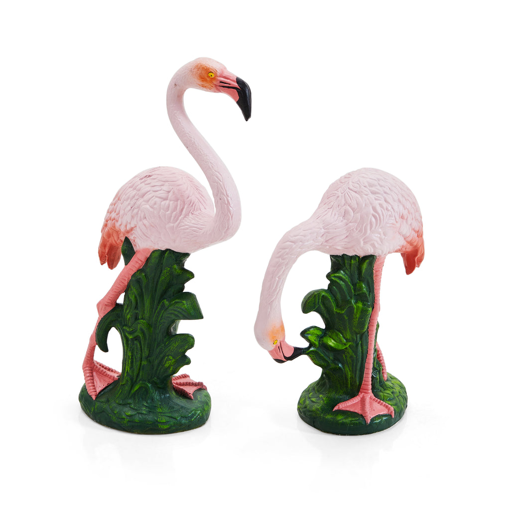Pink & Green Plastic Flamingo Lawn Ornament Short