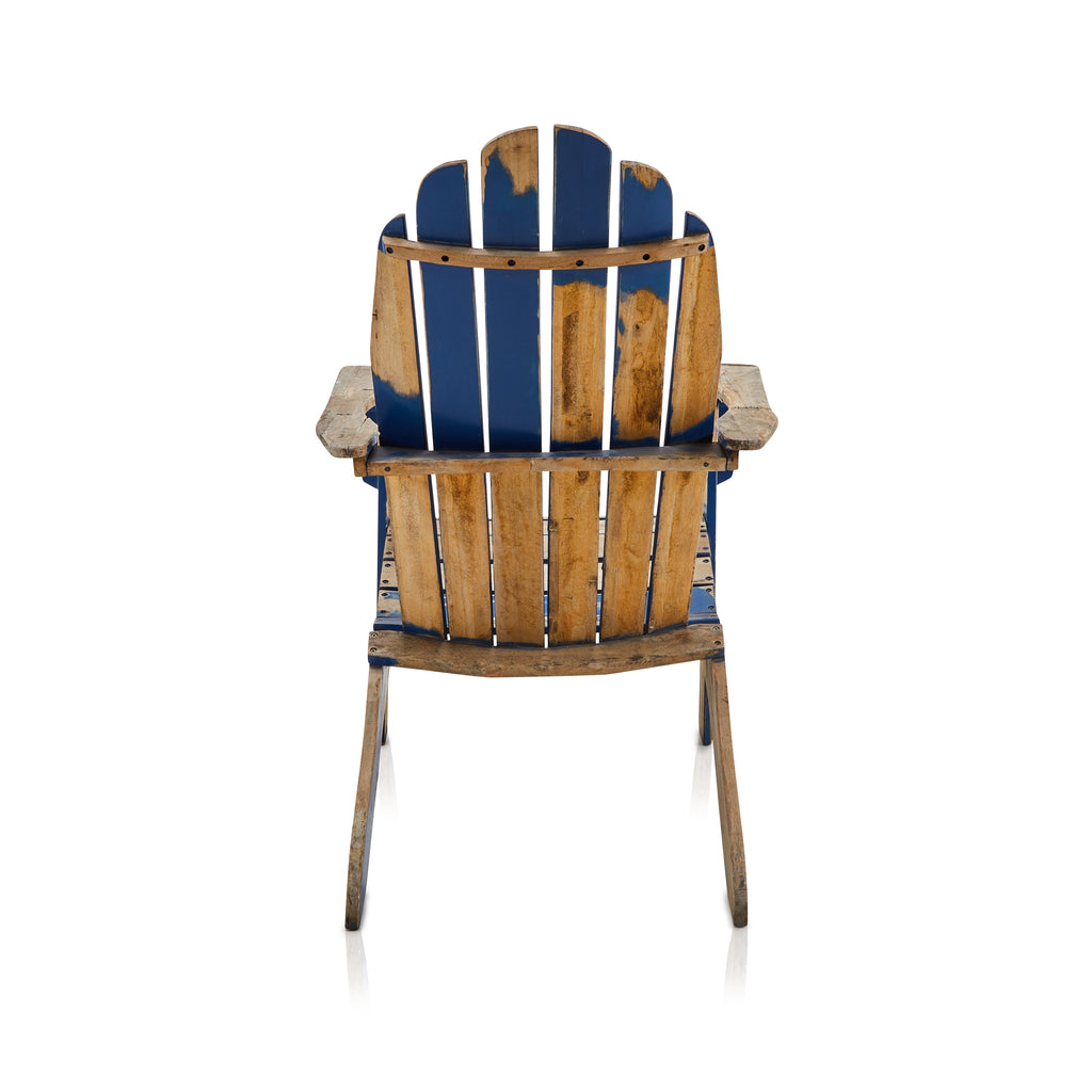 Blue Chipped Wood Rustic Adirondack Chair