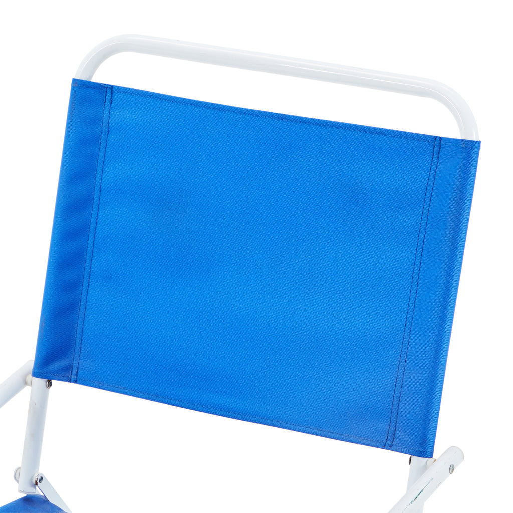 Blue & White Low Folding Beach Chair