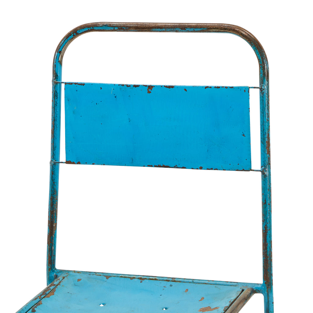 Blue Rustic Metal Industrial Chair