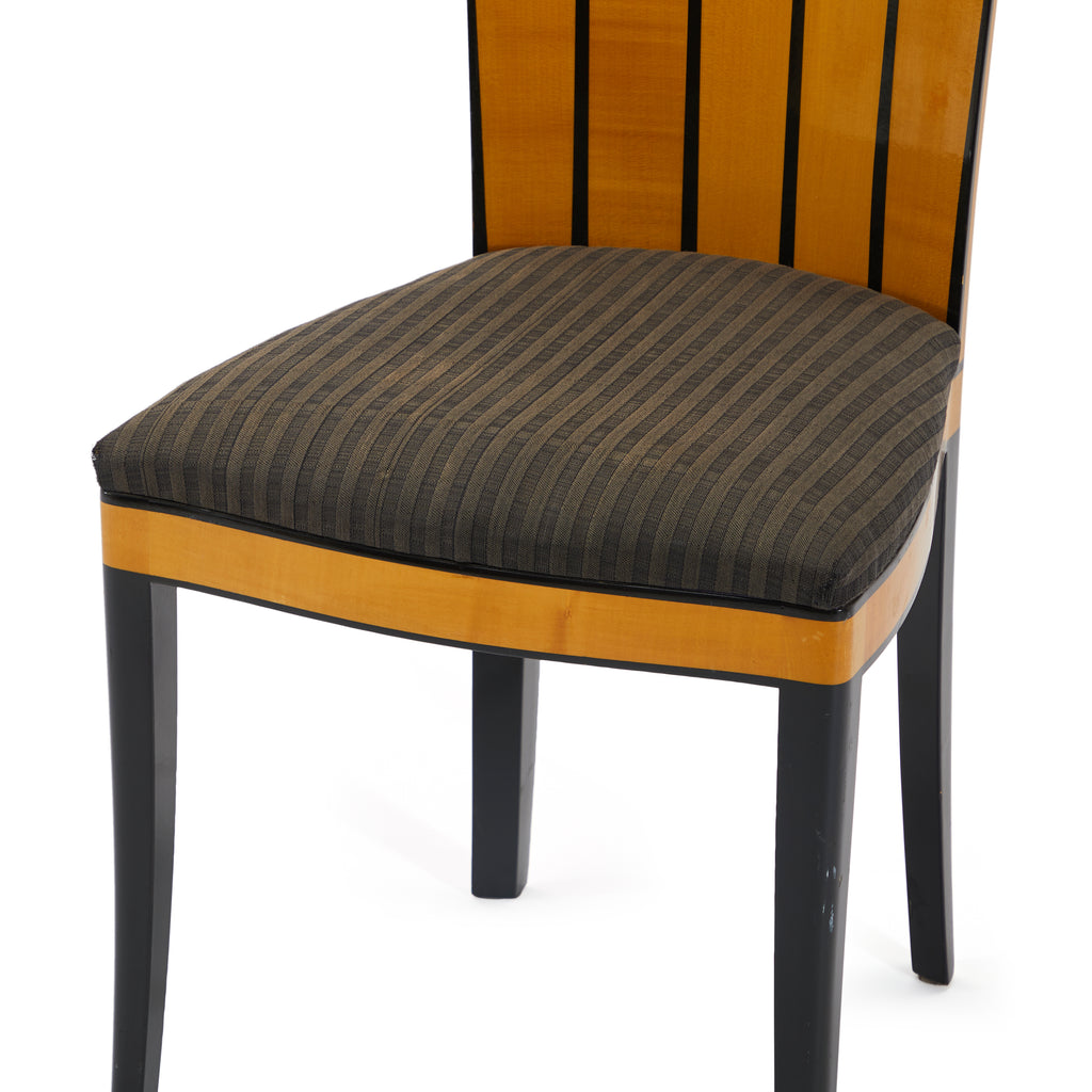 Black & Striped Wood High Backed Deco Side Chair