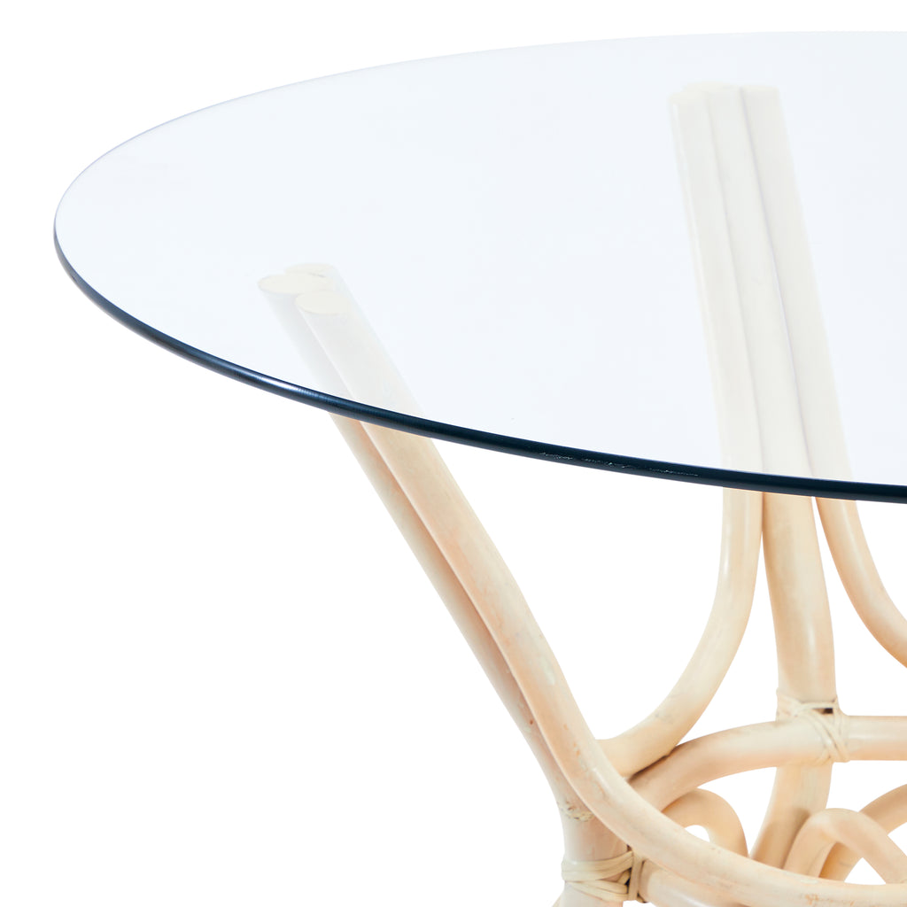 White Rattan Circular Dining Table