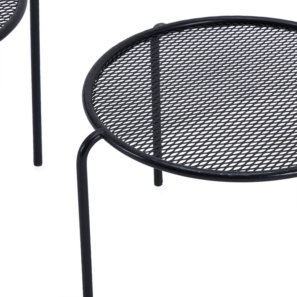 Three Black Stacking Metal Side Tables