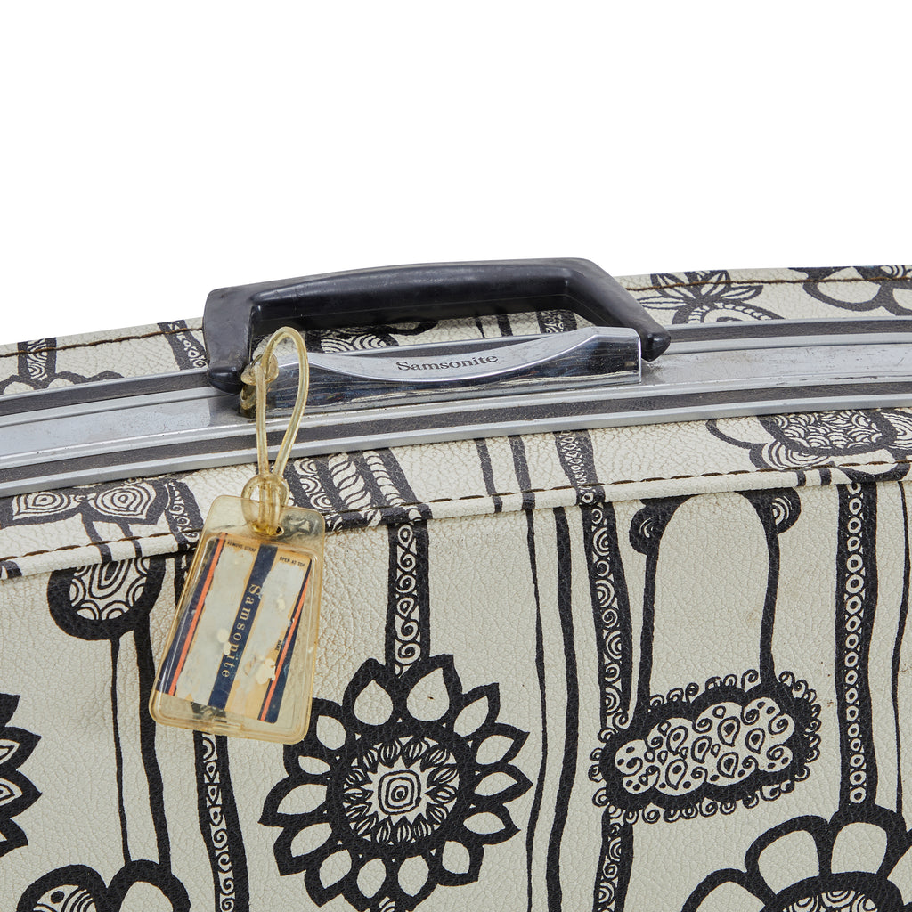 Black & White Flower Suitcase - Medium
