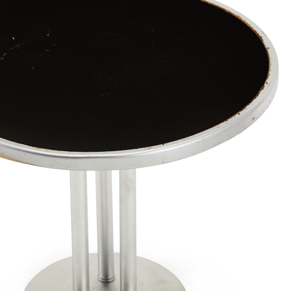 Silver & Black Top Round Wide Side Table