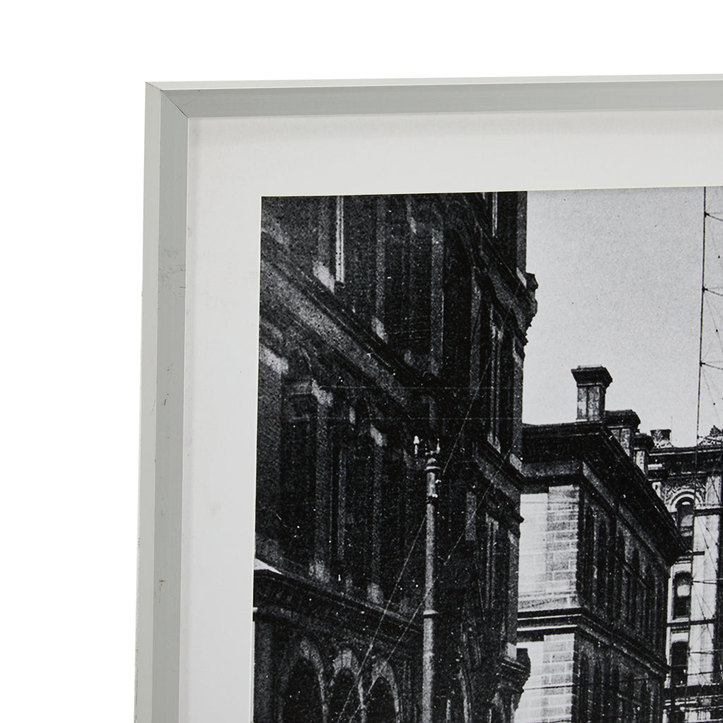 00.07 (A+D) Vintage Framed Black & White Photo of a City Street