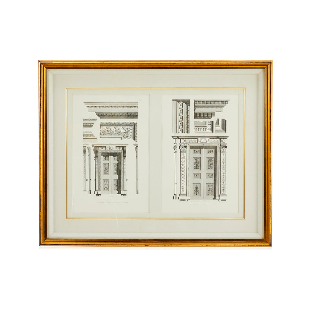 00.03 (A+D) Vintage Framed Illustration of Door Frame Designs