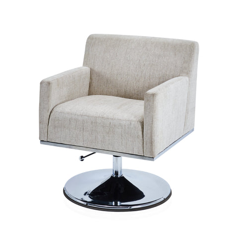 Beige Square Adjustable Chair with Chrome Tulip Base