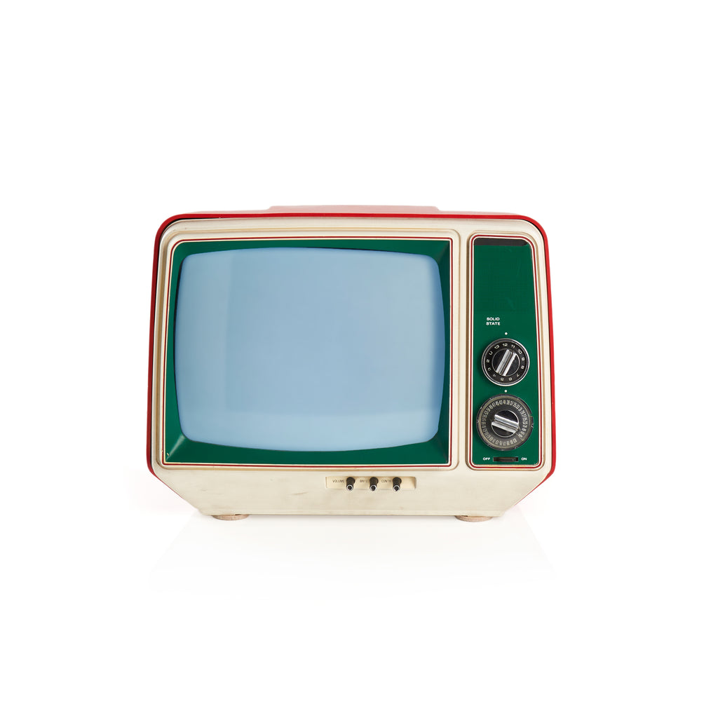 Green and White GE TV with Red Lining