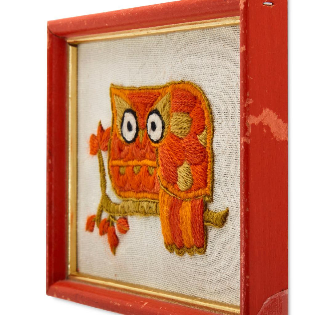 0003 (A+D) Needlepoint Orange Owl
