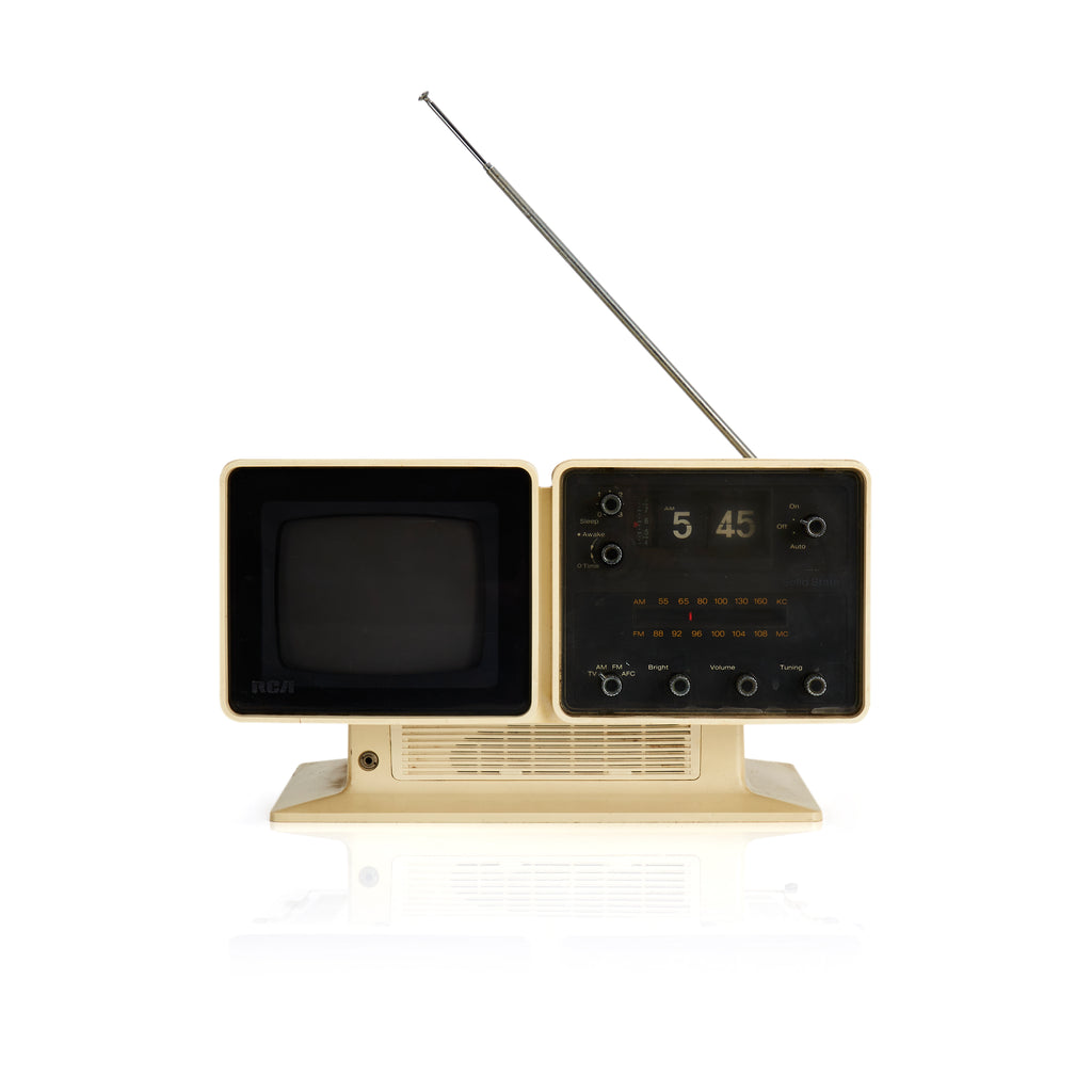 Cream RCA Portable Television Clock Combo