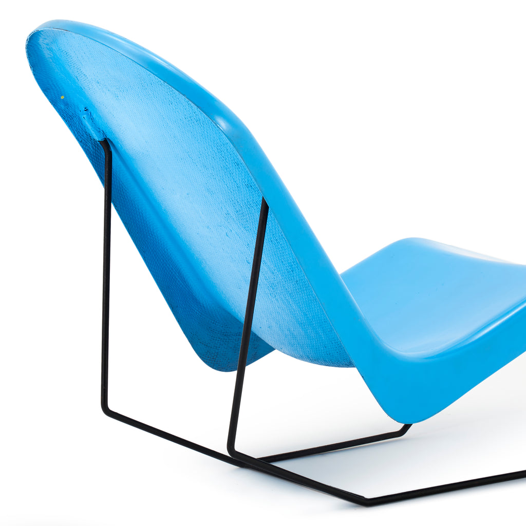 Blue Chaise Lounge with Black Rod Frame
