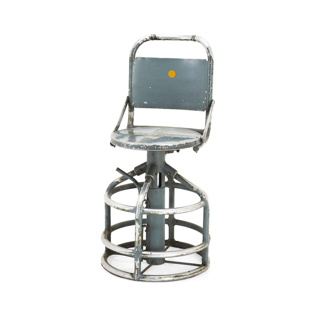 Industrial Silver Metal Cage Base Stool