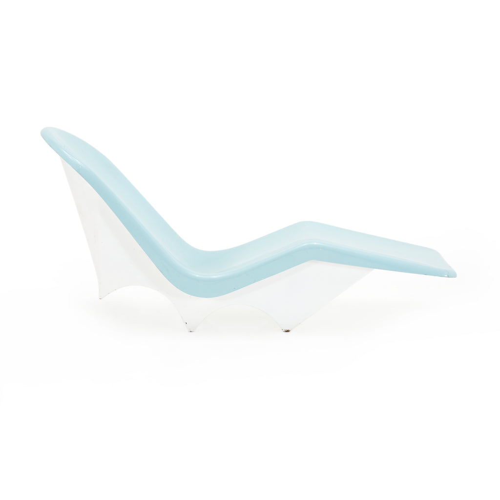 Blue Fiberglass Curved Chaise