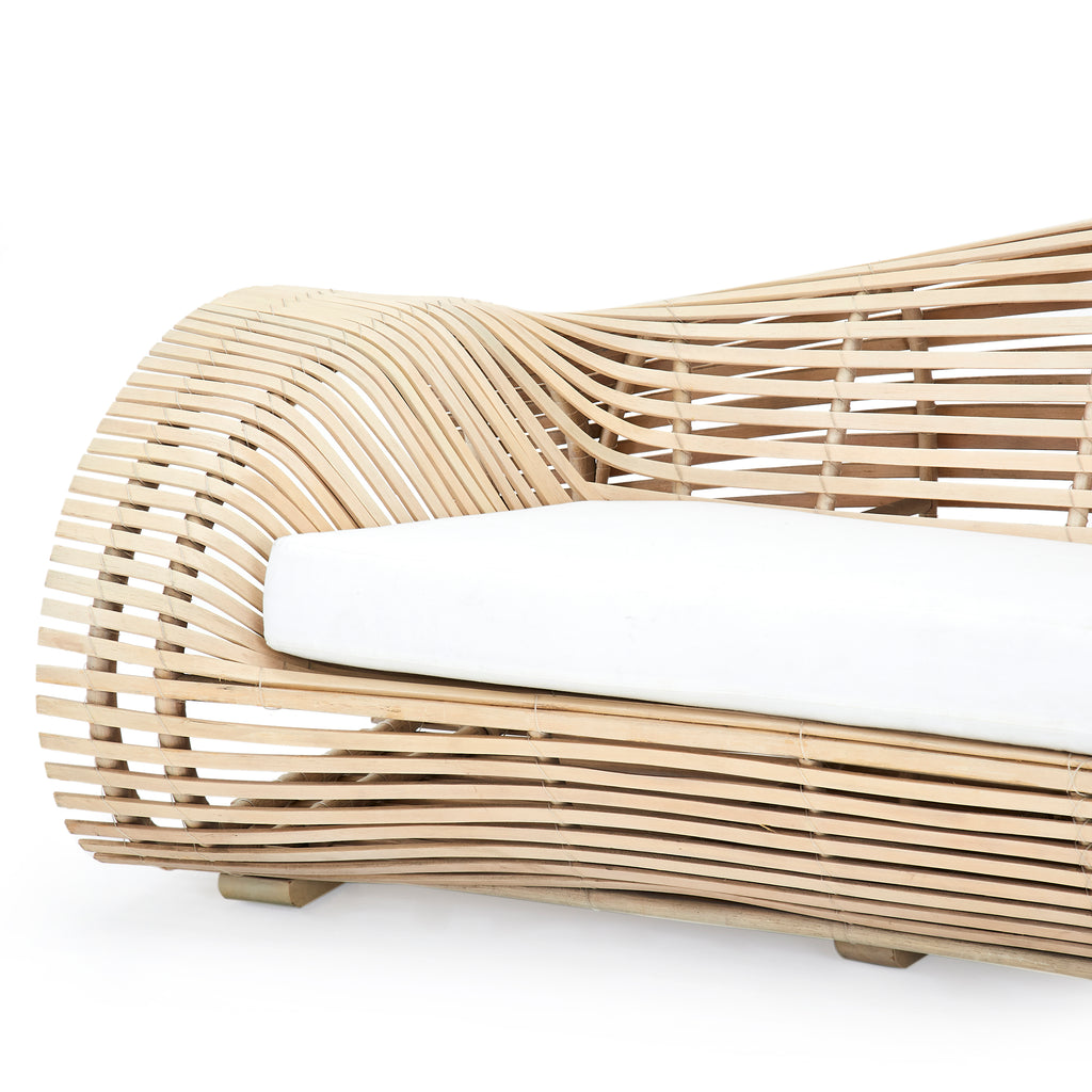 Wood Slat Patio Sofa with Cushion