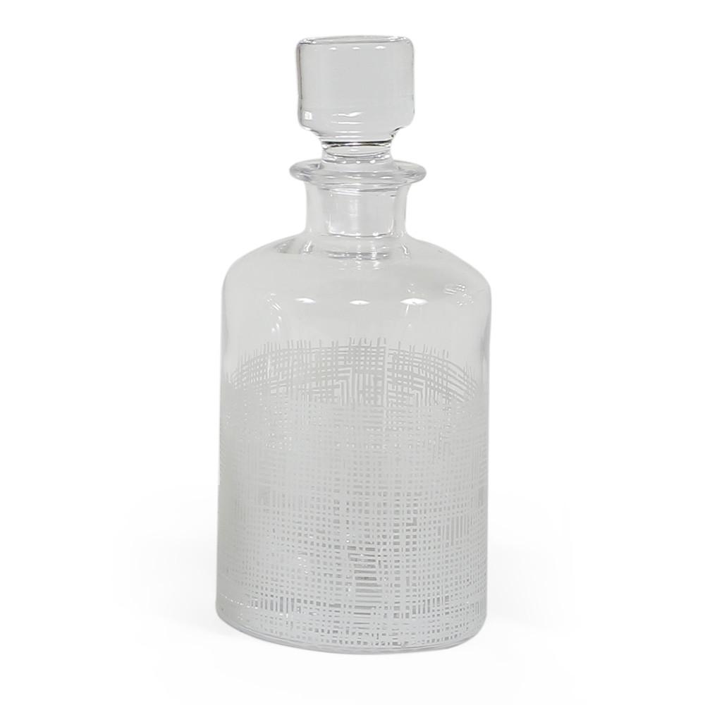 White Etched Glass Cylinder Decanter