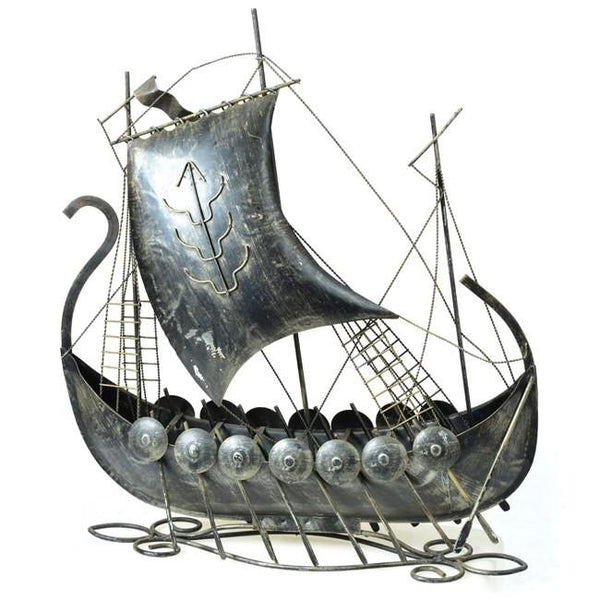 Grey Metal Viking Ship - Gil & Roy Props
