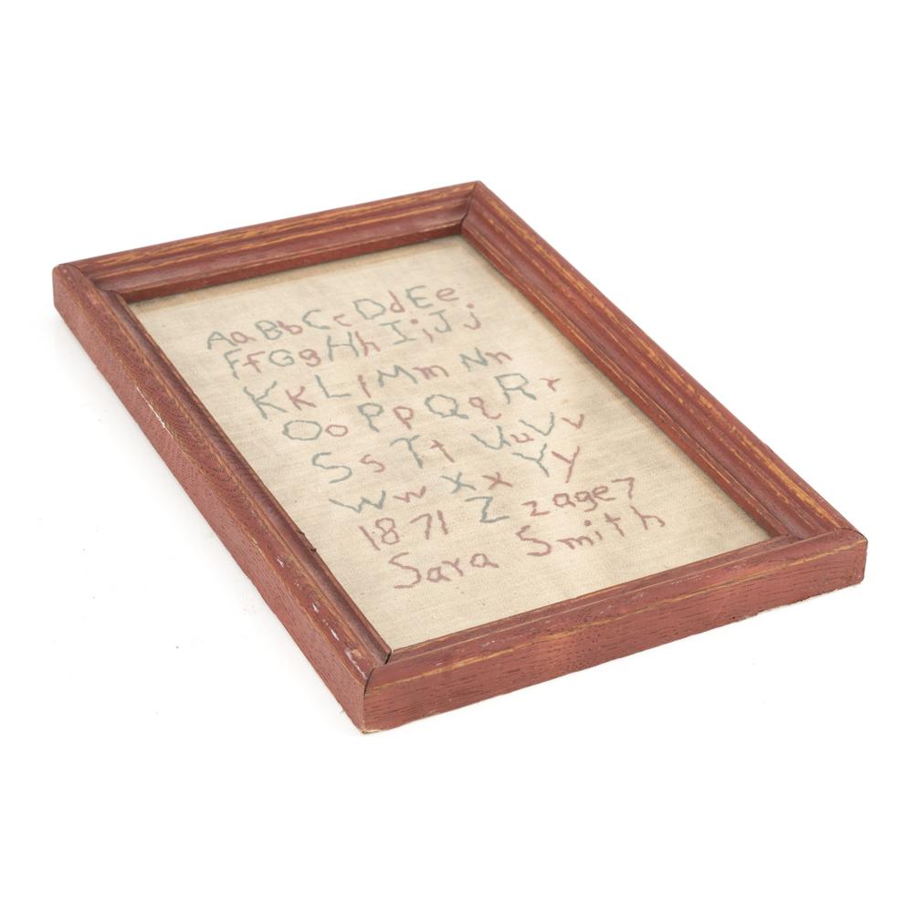 0039 (A+D) Wood Framed Alphabet Embroidery