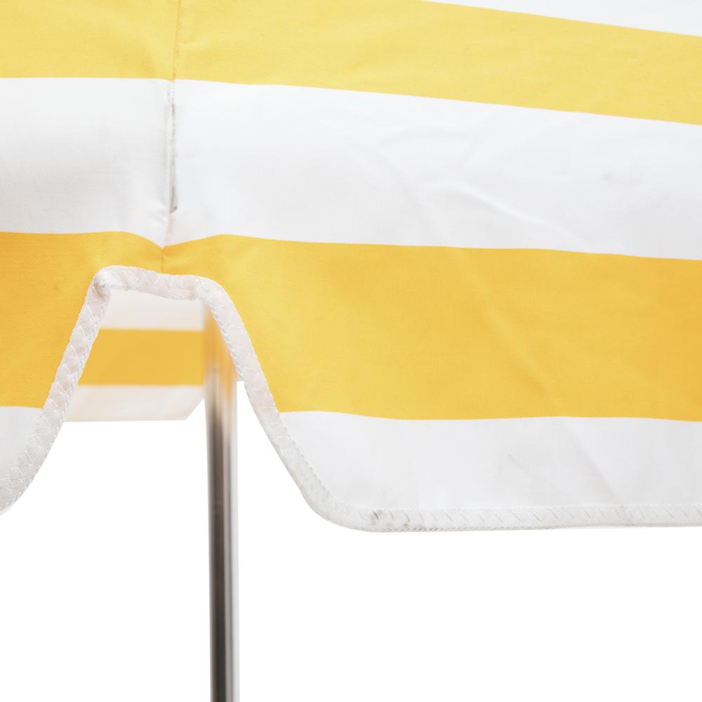 Yellow & White Striped Beach Umbrella with Base